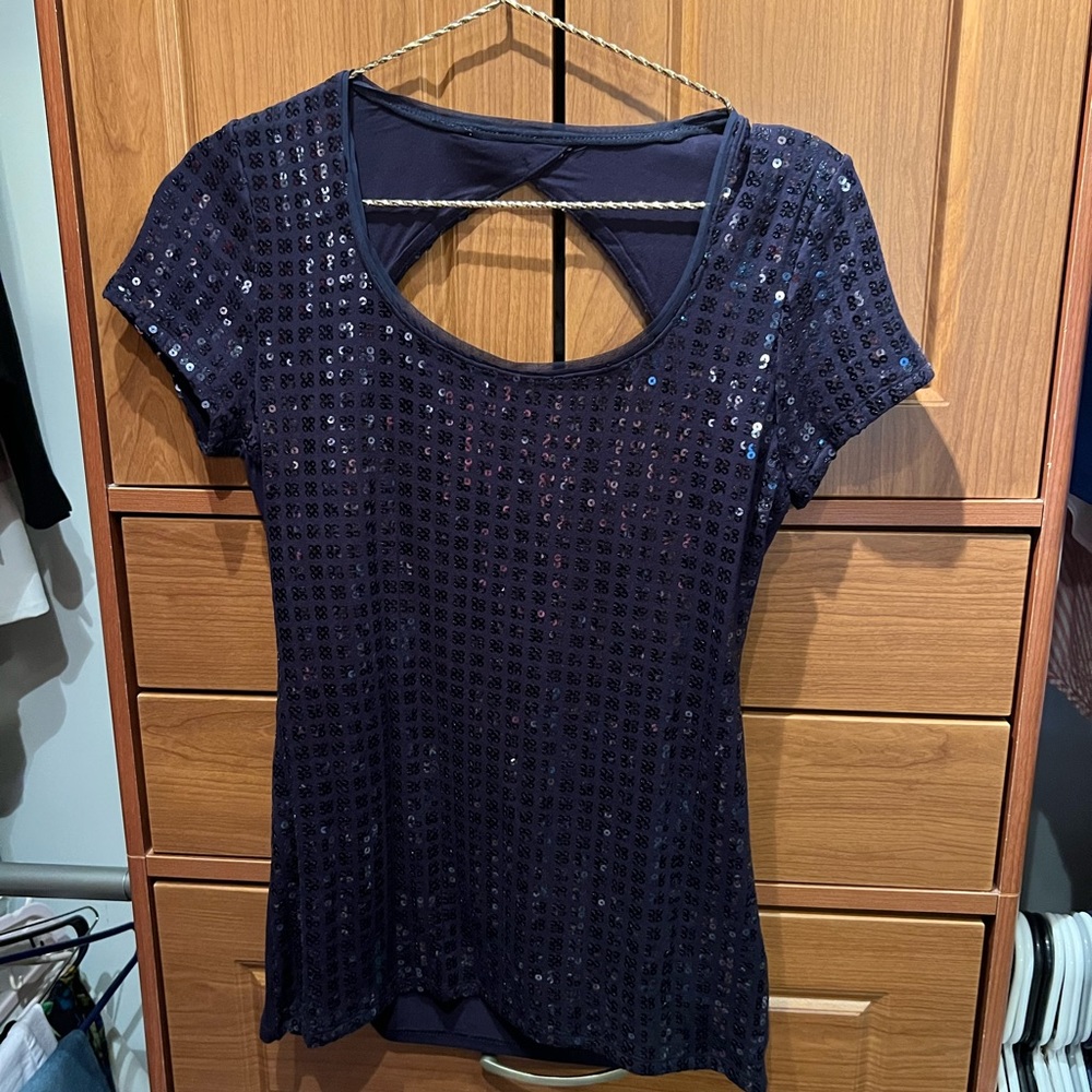 Navy sequined WHBM blouse